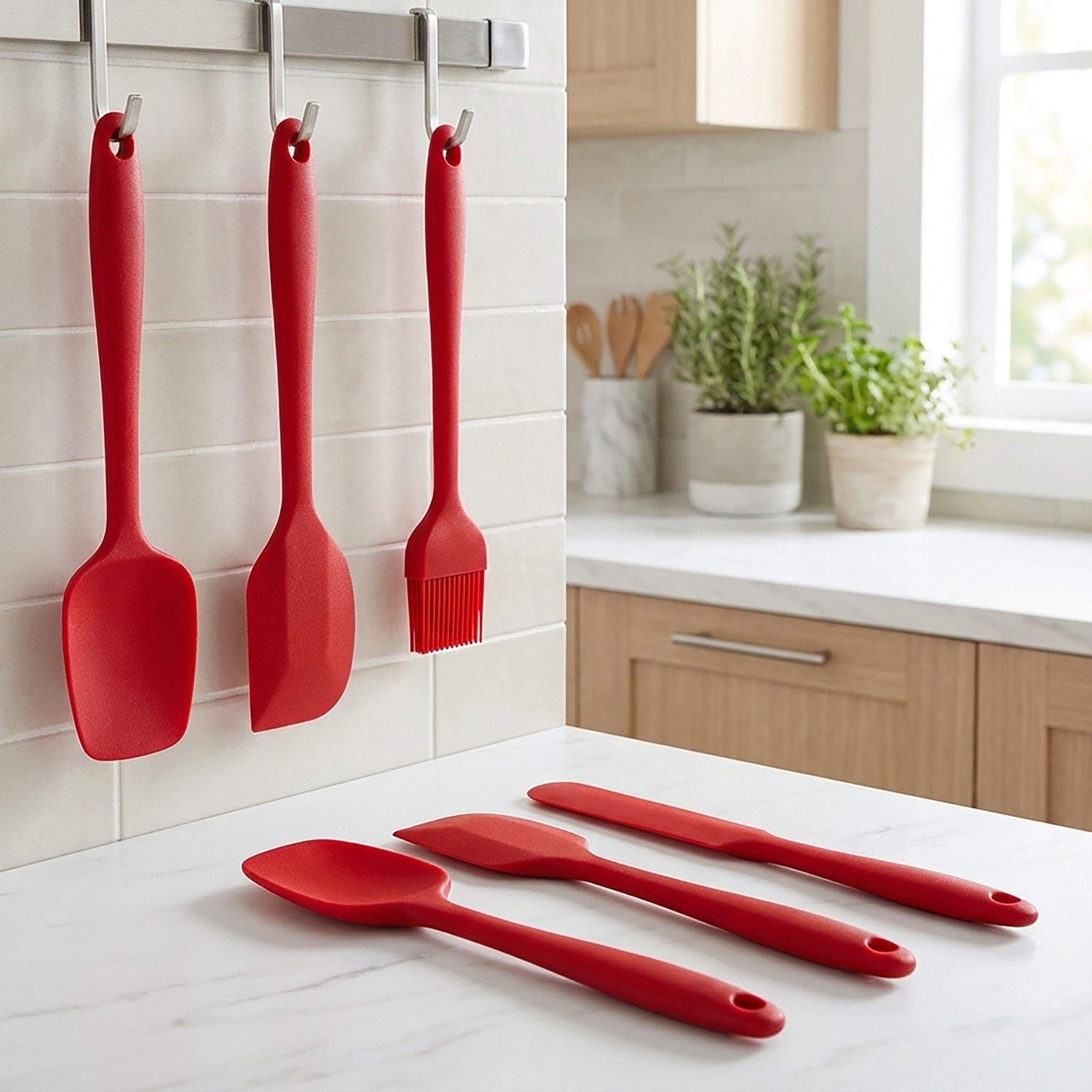 6-Piece Silicone Spatula Set with Handles, Flexible and Durable Kitchen Tools for Cooking and Baking