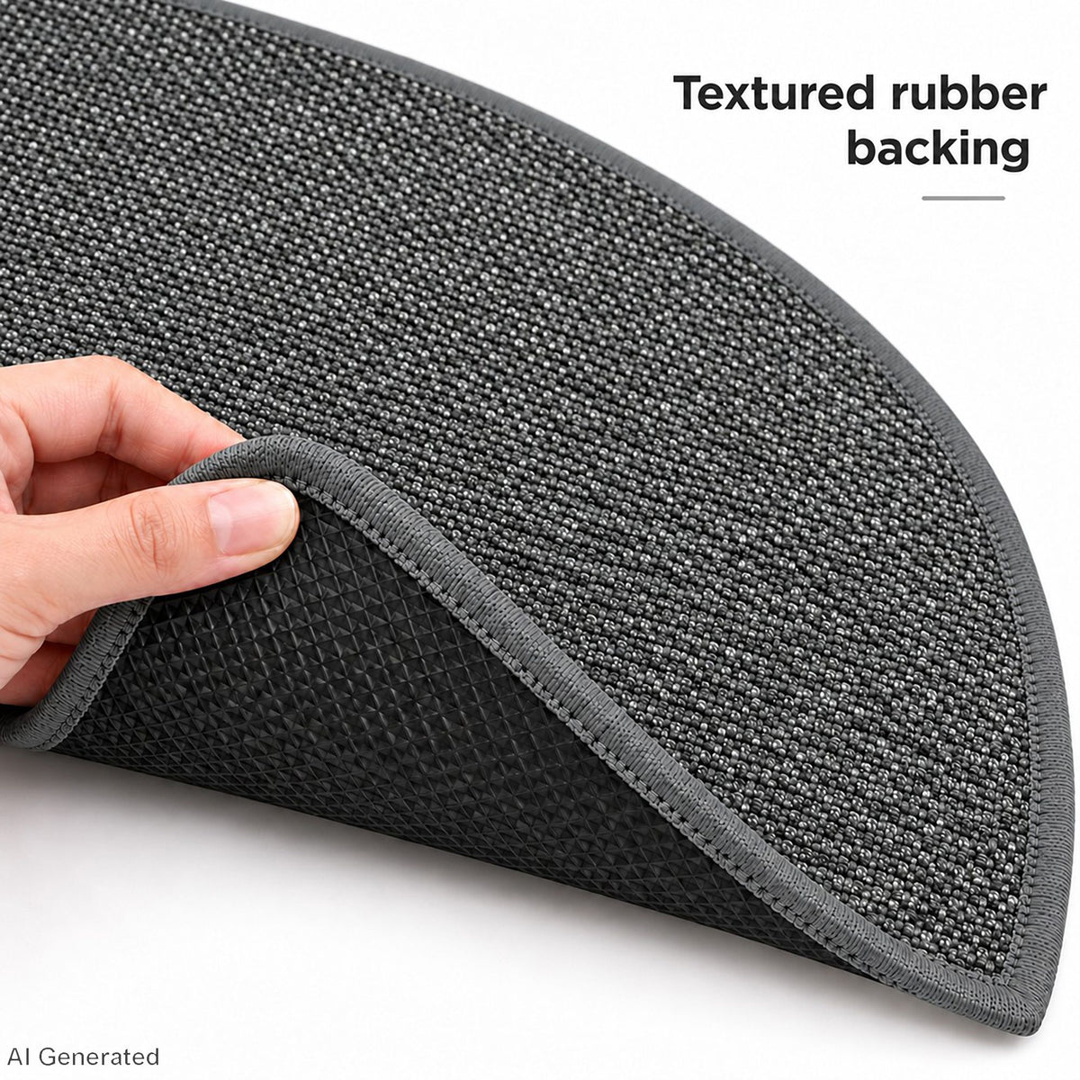 Curved Absorbent Bath Mat with Non Slip Backing