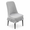 Textured Stretch Dining Chair Cover with Ruffled Skirt