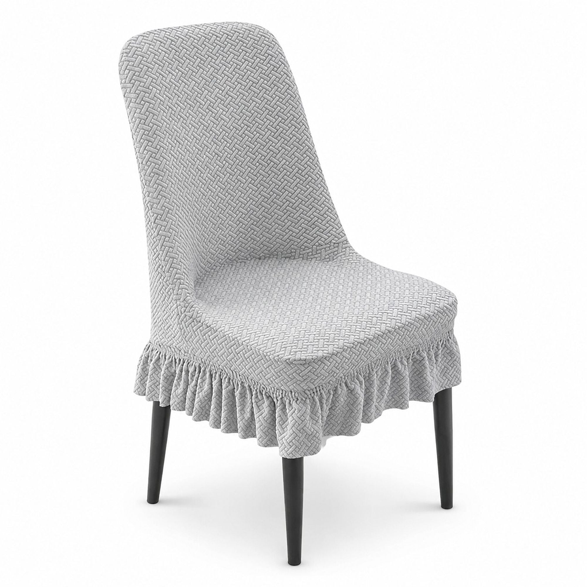 Textured Stretch Dining Chair Cover with Ruffled Skirt