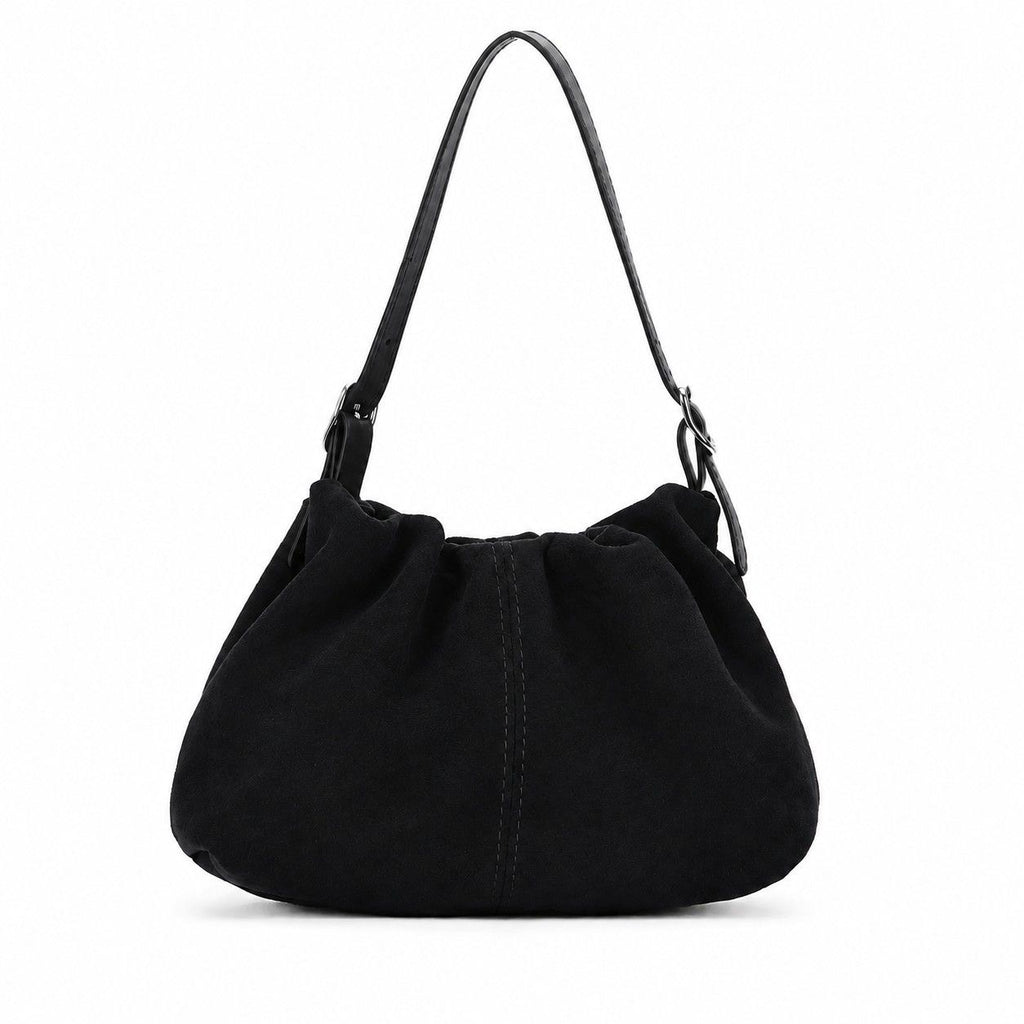 Faux Suede Hobo Shoulder Bag with Adjustable Strap Magnetic Closure and Interior Pocket