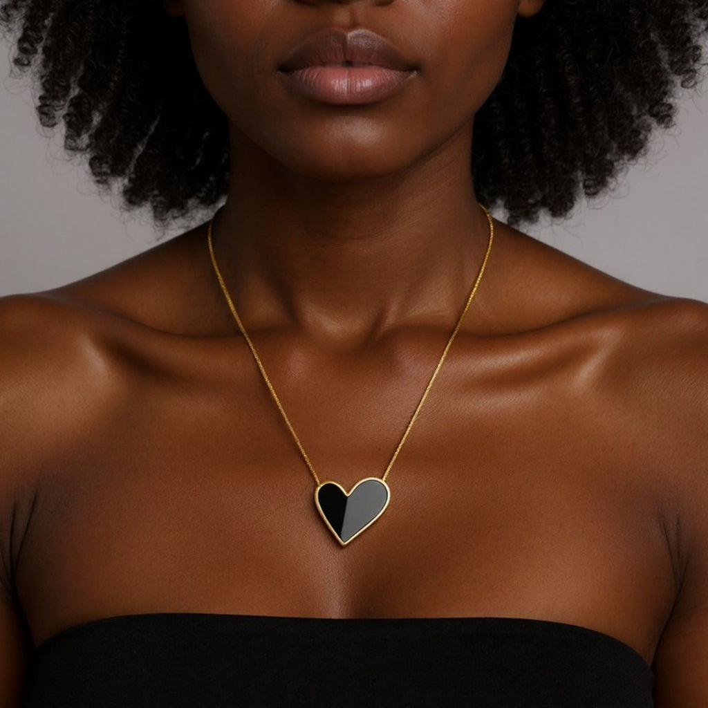 Heart Pendant Necklace with Enamel Finish Minimalist Chain Jewelry for Everyday Layering