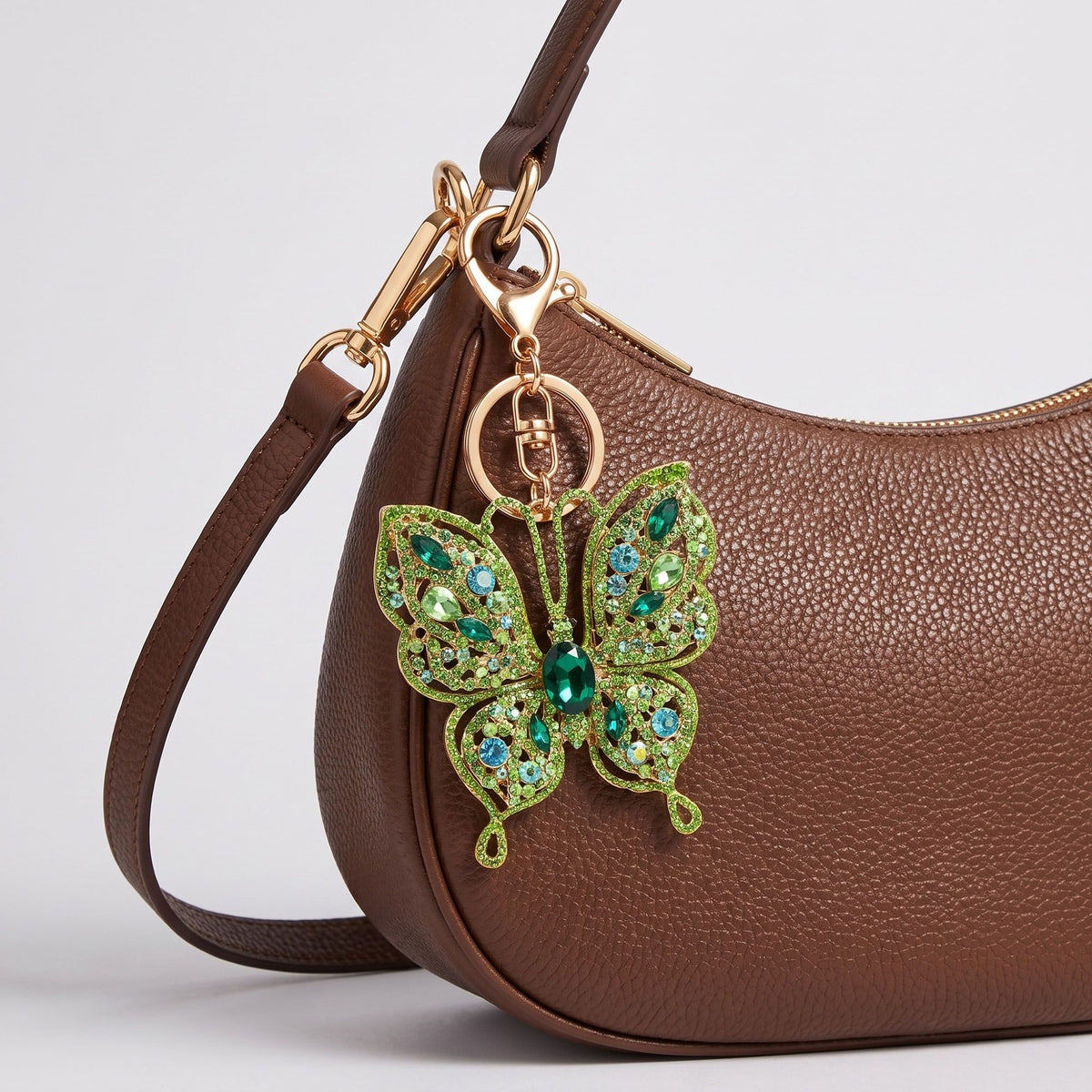 2pc Butterfly Rhinestone Keychain Bag Charm with Lobster Clasp Cute