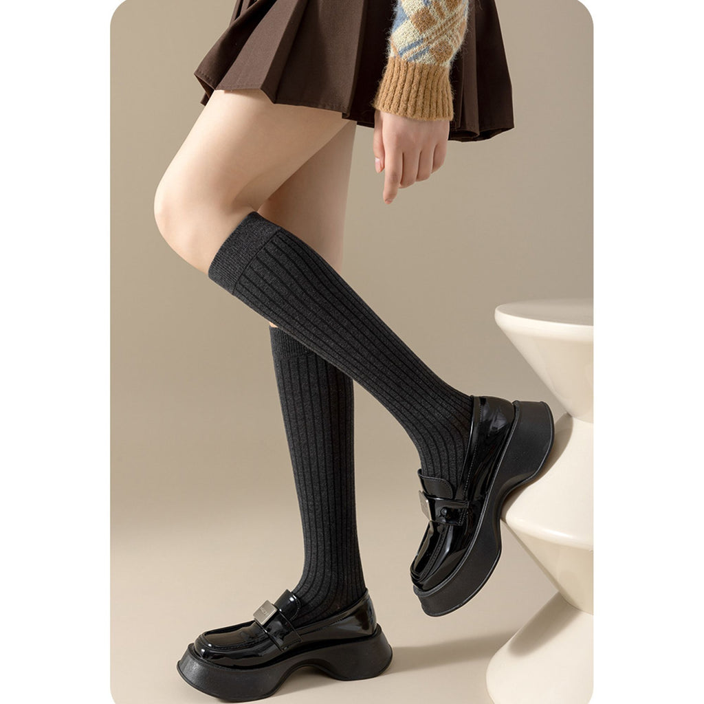 Anna-Kaci Women's 3-Pack Ribbed Knee High Compression Socks Seamless Toe Slim Fit Design