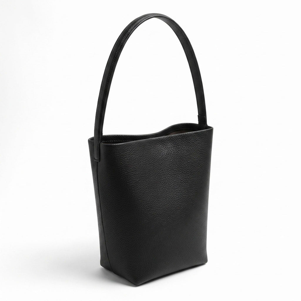 Textured Bucket Shoulder Bag with Long Strap and Soft Structured Silhouette 8.5x6.7x2.5in