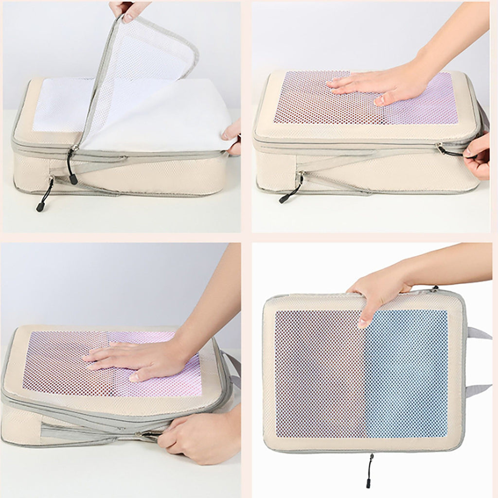 Travel Packing Cubes Set with Mesh Front Panel Zipper Storage Bags Lightweight Luggage Organizer Multi Size Set