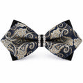 Pre Tied Paisley Bow Tie with Rhinestone Accent for Formal Wear