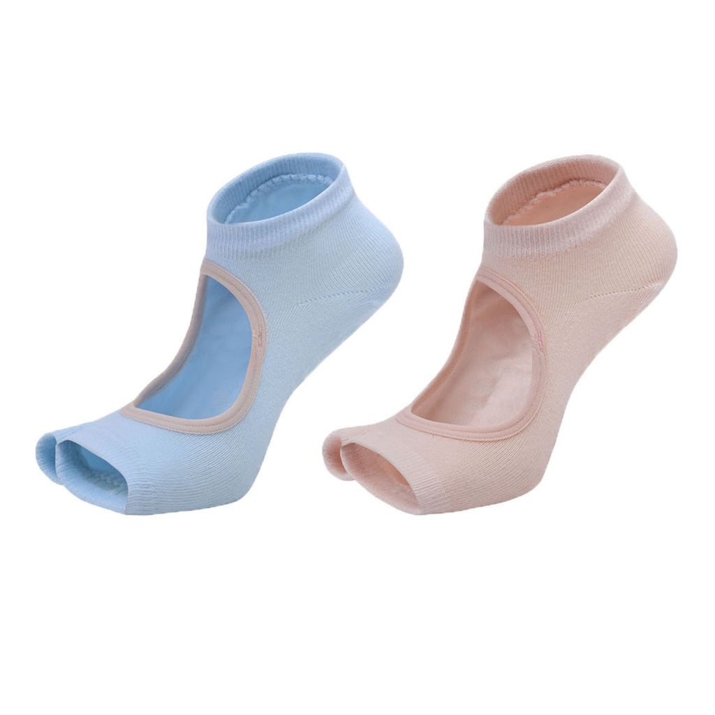 Anna-Kaci Women's Open Toe Yoga Socks with Anti-Slip Grip Sole Breathable Fabric for Barre and Pilates 2-Pack
