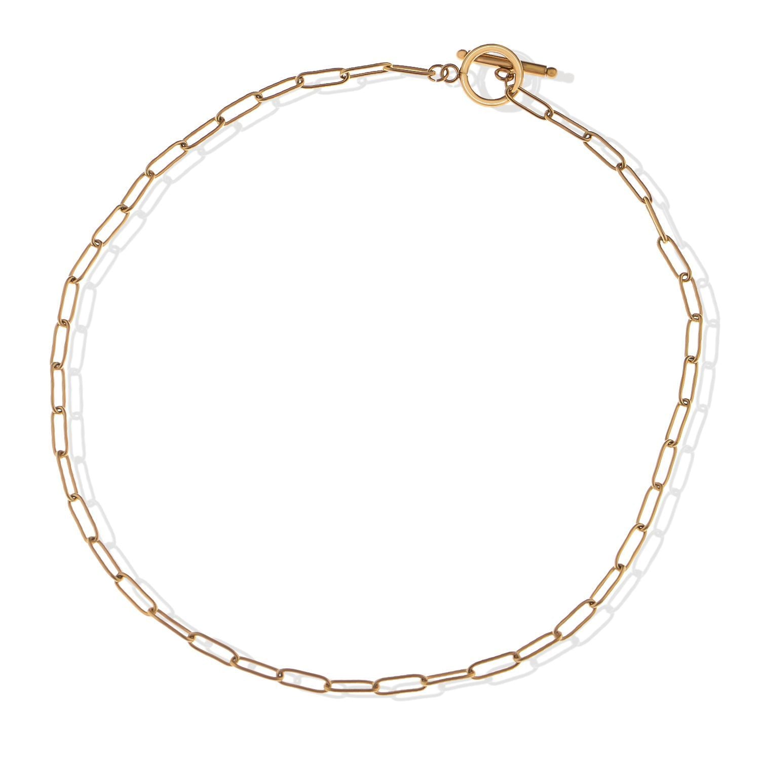 Women's Stainless Steel Chain Fashion Necklace with 18K Gold Plating, Adjustable Length, Simple and Modern Paperclip Chain Design