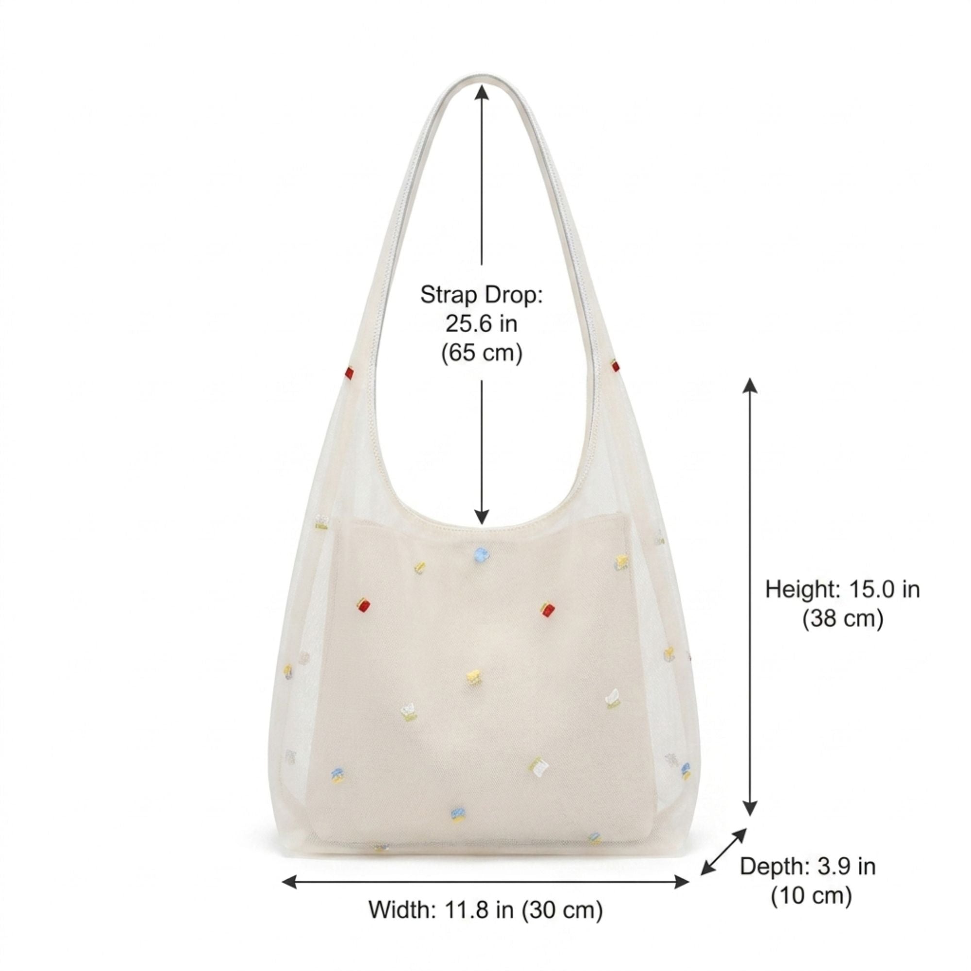 Mesh Shoulder Bag with Beaded Detail and Soft Inner Pouch