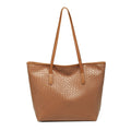 Woven Tote Bag Large Shoulder Handbag with Zipper Closure and Interior Pocket
