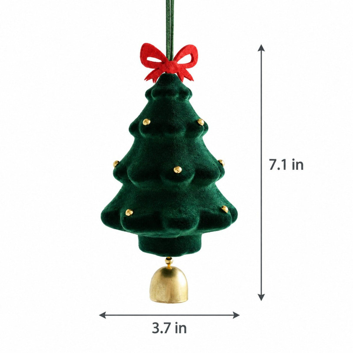 3 Pack Christmas Tree Ornaments with Bow and Bell Hanging Holiday Decorations