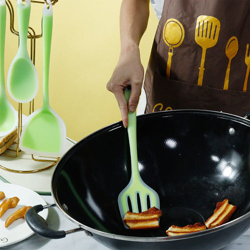 5-Piece Silicone Kitchen Utensil Set with Spoon, Spatula and Strainer