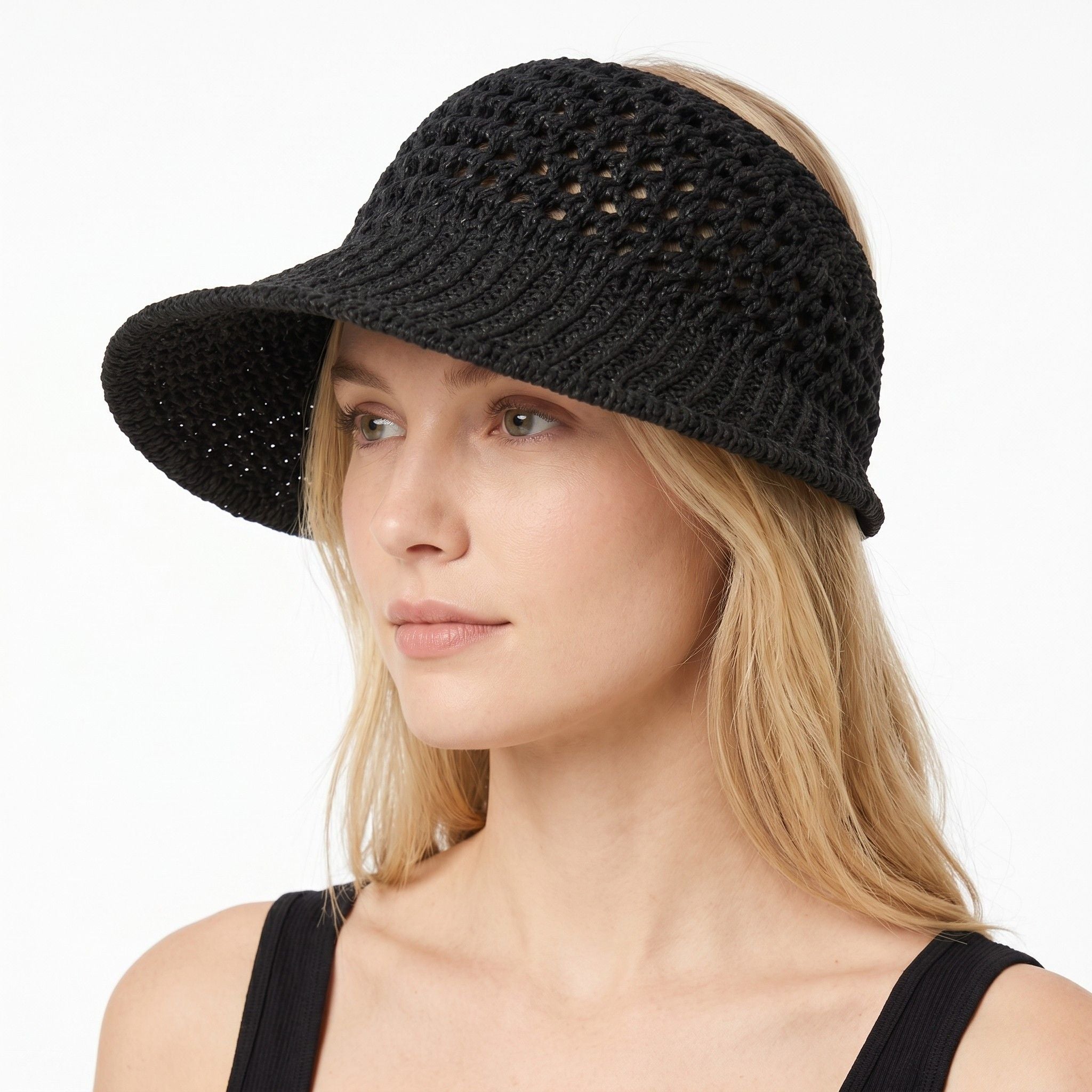 Crochet Bucket Hat Summer Knit Sun Hat Breathable Lightweight Beach Cap