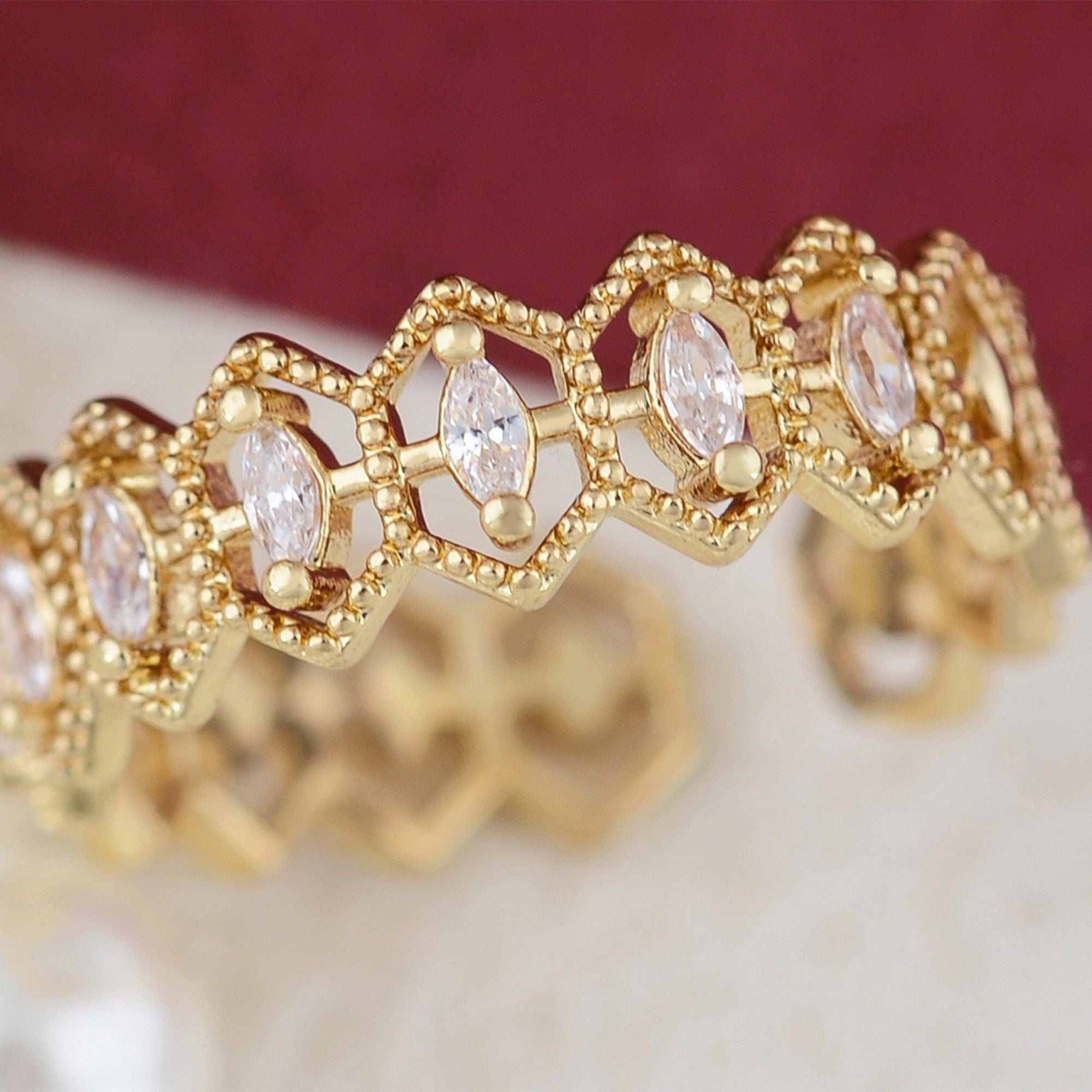 Elegant Crown and Geometric Rings for Women Sparkling Crystal Statement Band Fashion Jewelry for Daily Wear