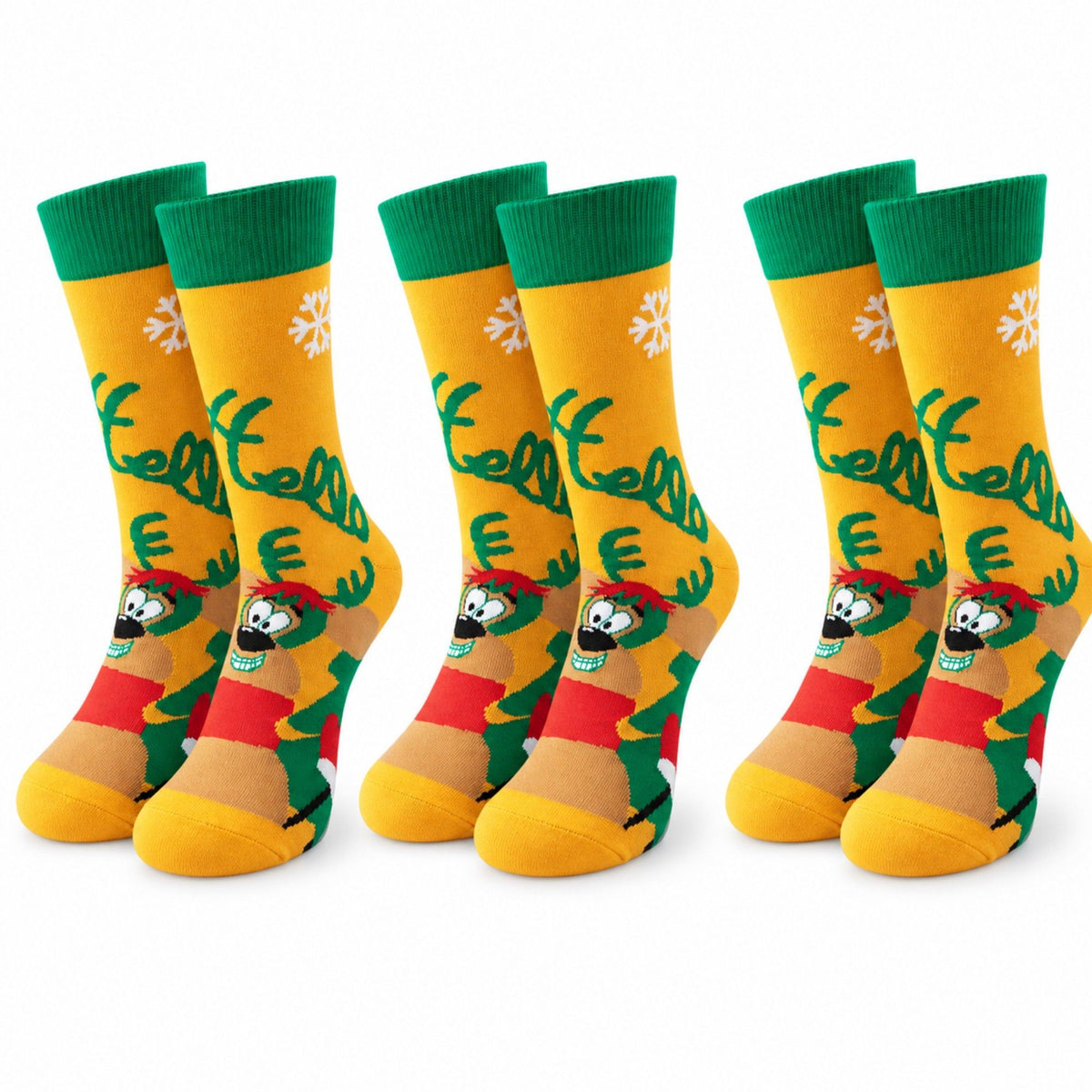 Holiday Novelty 3 Pack Crew Socks Assorted Festive Christmas Patterns