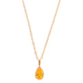 Gold Teardrop Pendant Fashion Necklace with Yellow Gemstone