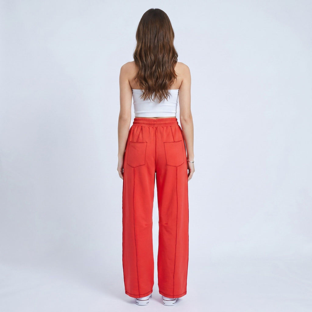 Anna-Kaci Women's High Rise Drawstring Wide Leg Utility Pants with Patch Pockets