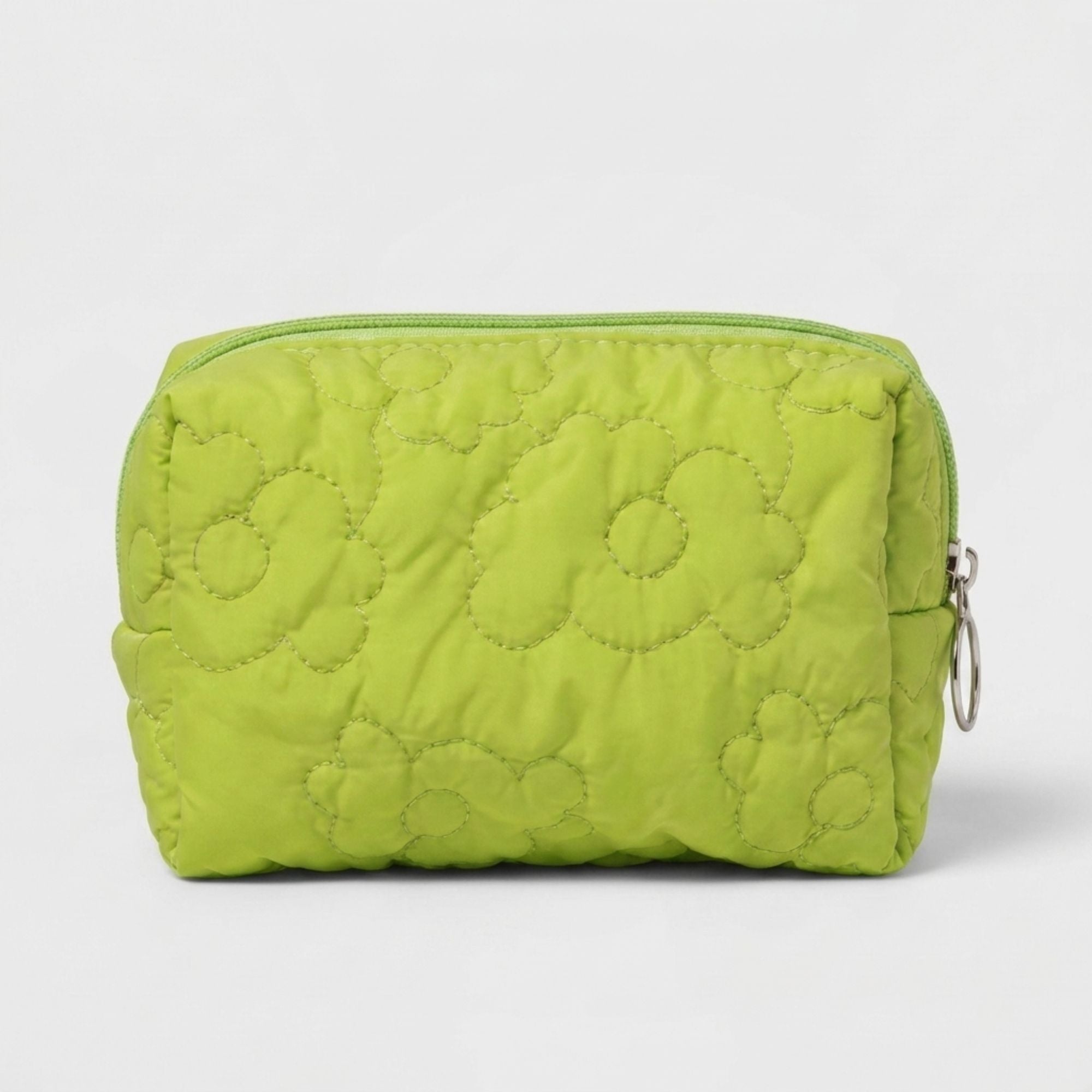 Floral Quilted Makeup Bag Large Capacity Cosmetic Toiletry Travel Pouch with Handle