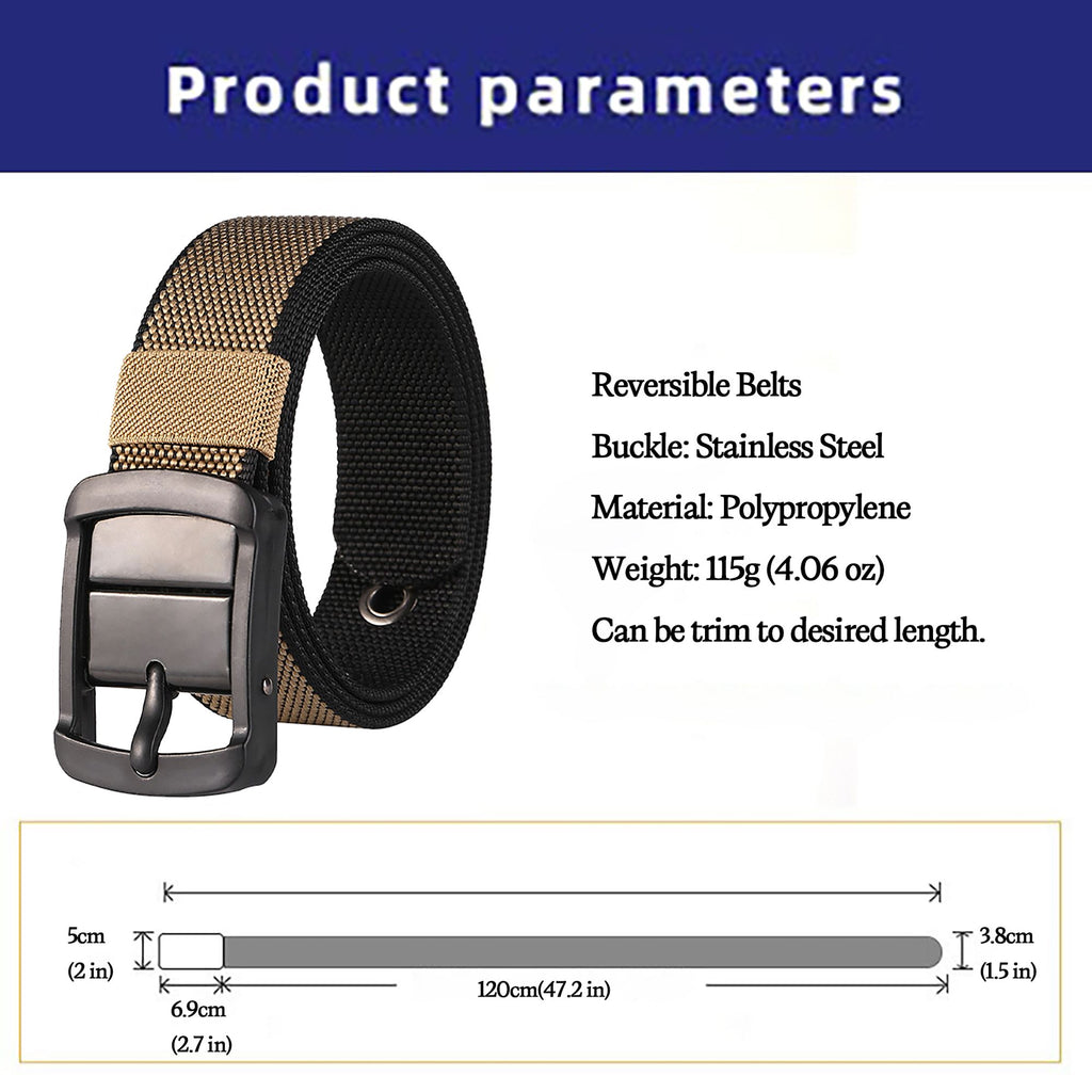 Anna-Kaci Women's Reversible Belt - Adjustable Military-Style Belt with Stainless Steel Buckle