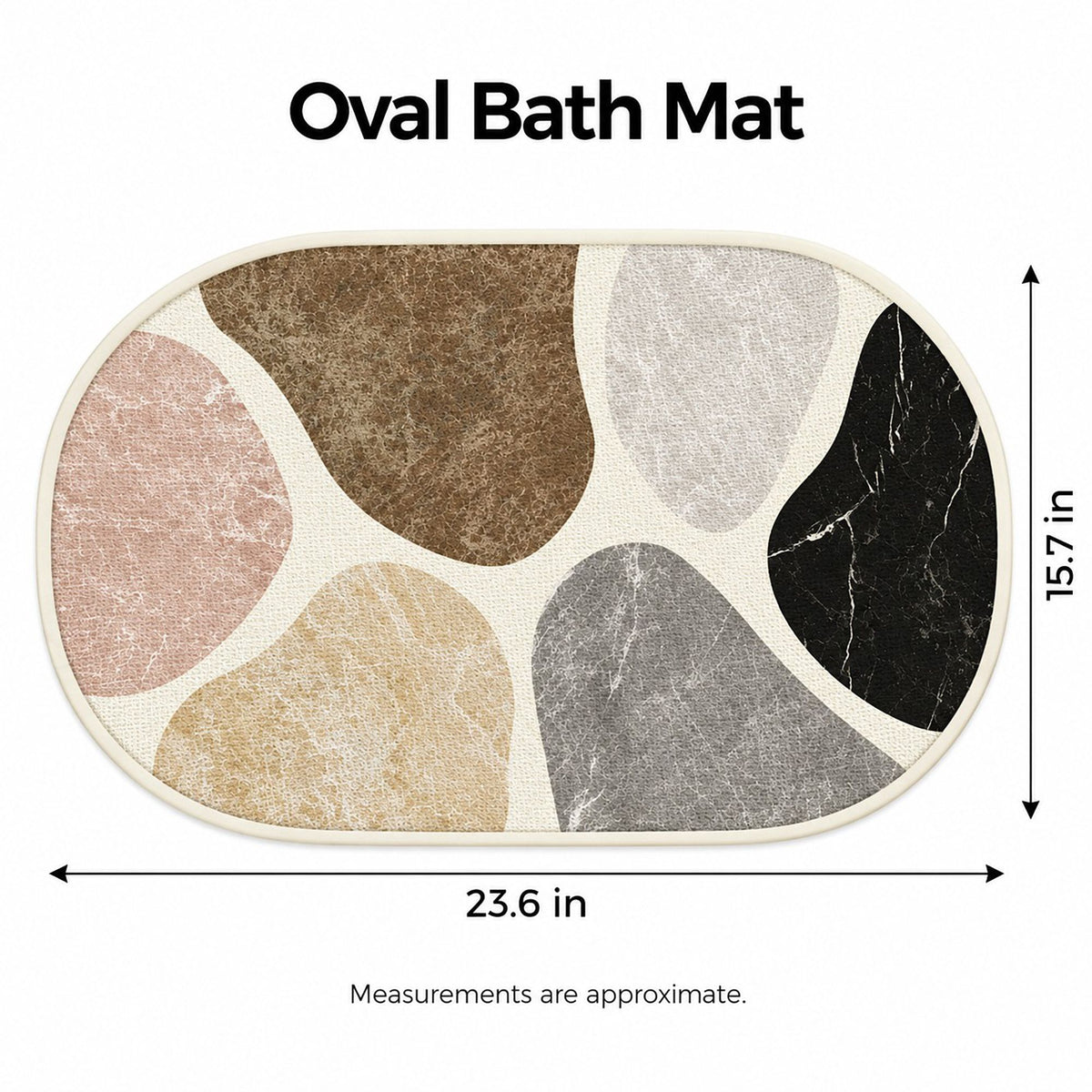 Oval Absorbent Bath Mat with Abstract Stone Print