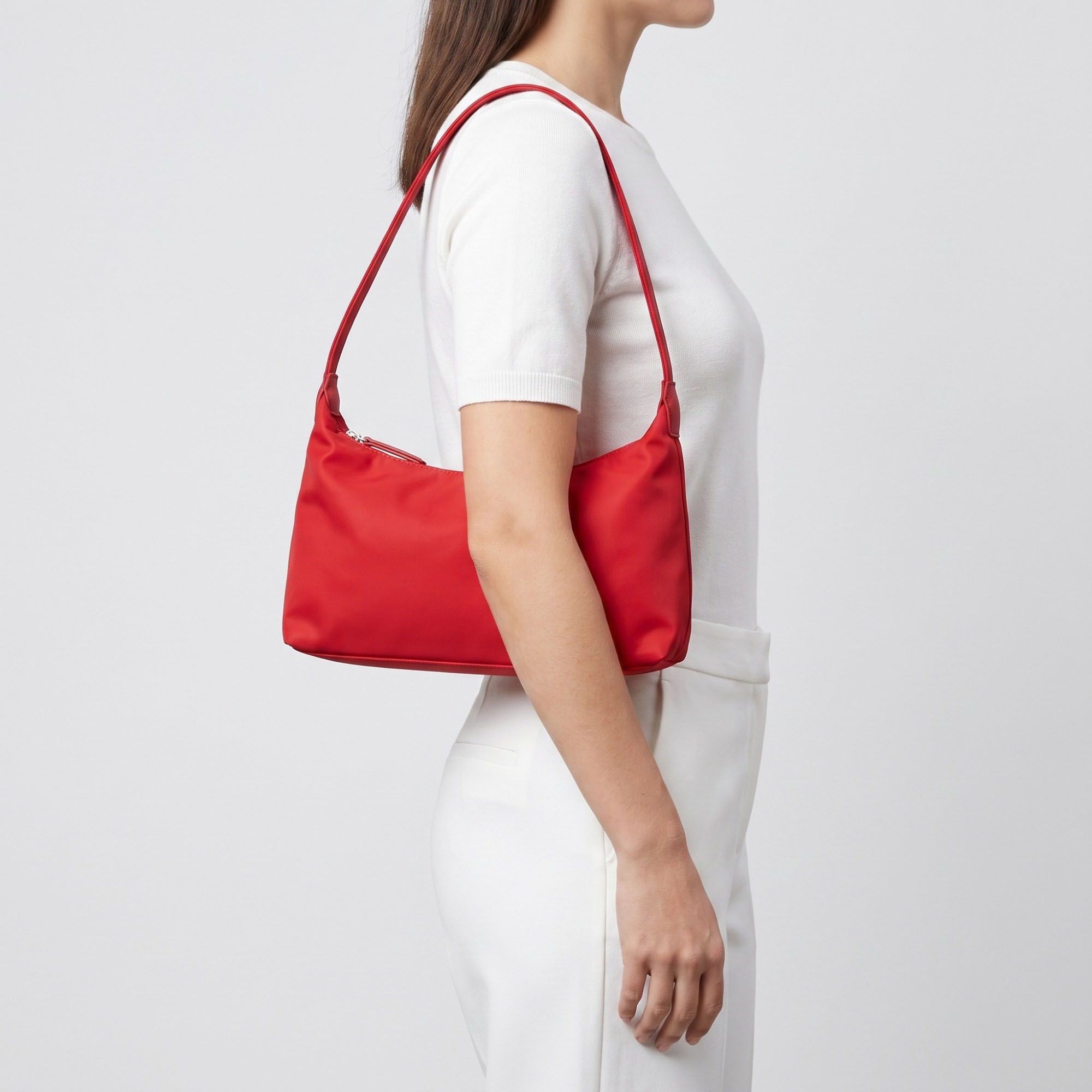 Minimalist Shoulder Bag with Top Zipper and Slim Rectangular Silhouette 8.3x4.7x2in