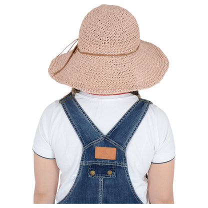 Anna-Kaci Woven Floppy Sun Hat with Rounded Crown and Decorative Bow Detail for Elegant Summer Shade and Vacation Style