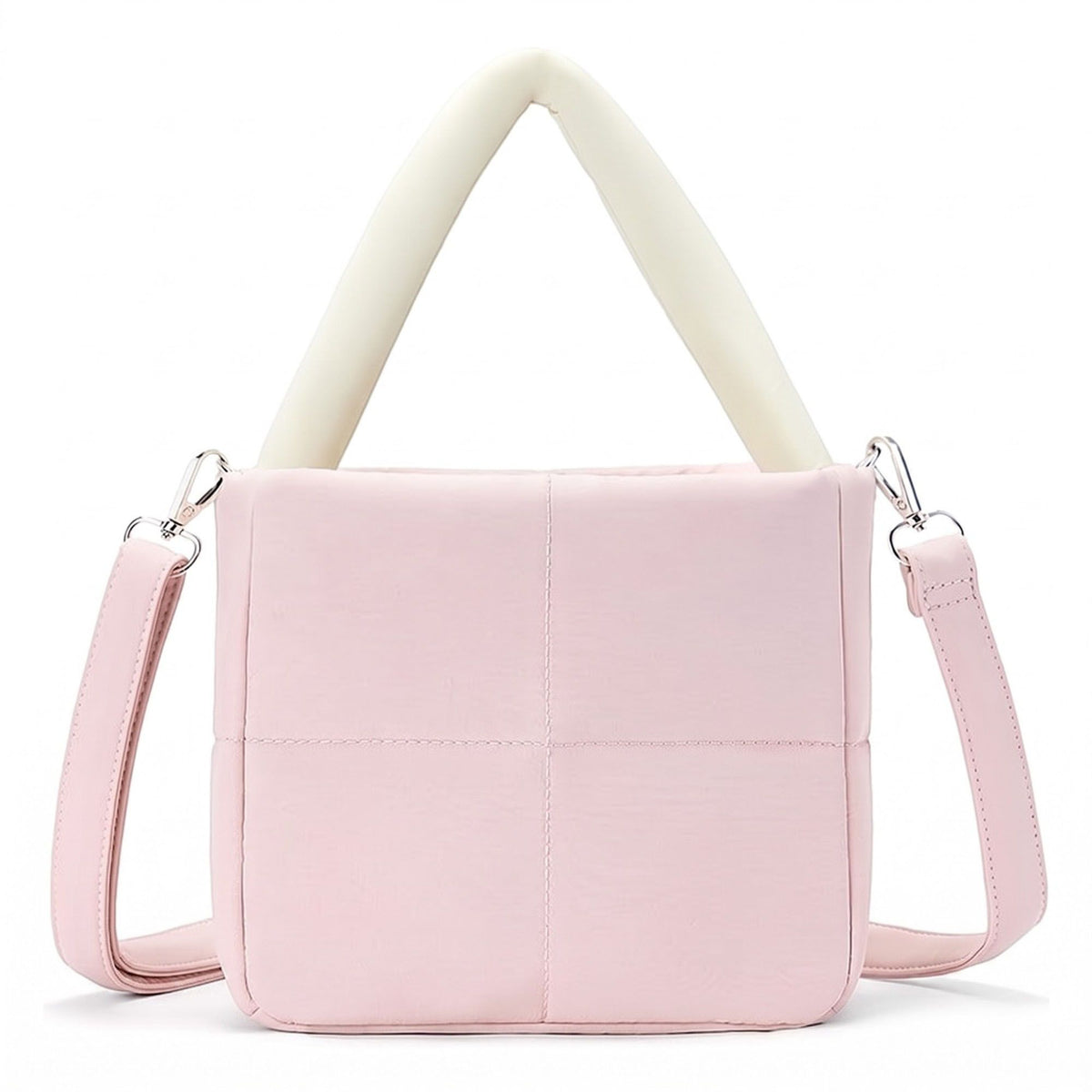 Bolso tote acolchado con asas superiores y correa cruzada ajustable y desmontable 8.5x8x3.5in