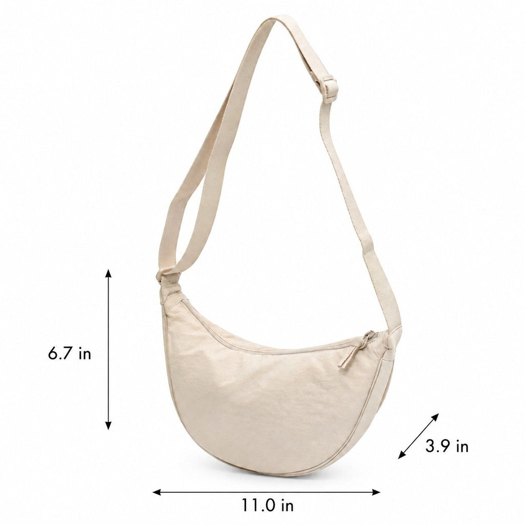 Nylon Crescent Crossbody Bag with Adjustable Strap Lightweight Casual Shoulder Bag