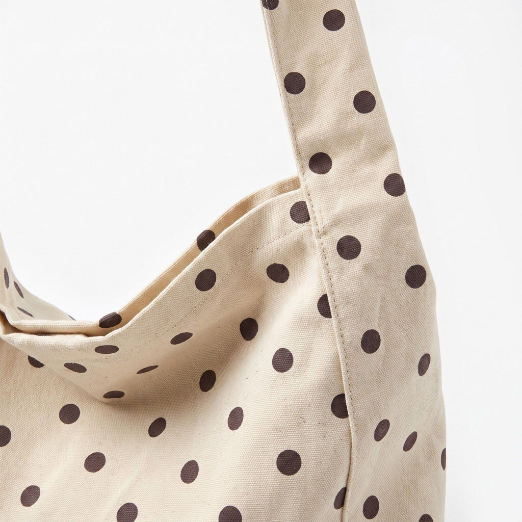 Polka Dot Hobo Tote Bag with Wide Shoulder Strap and Matching Pouch 12.5x13x5.5in