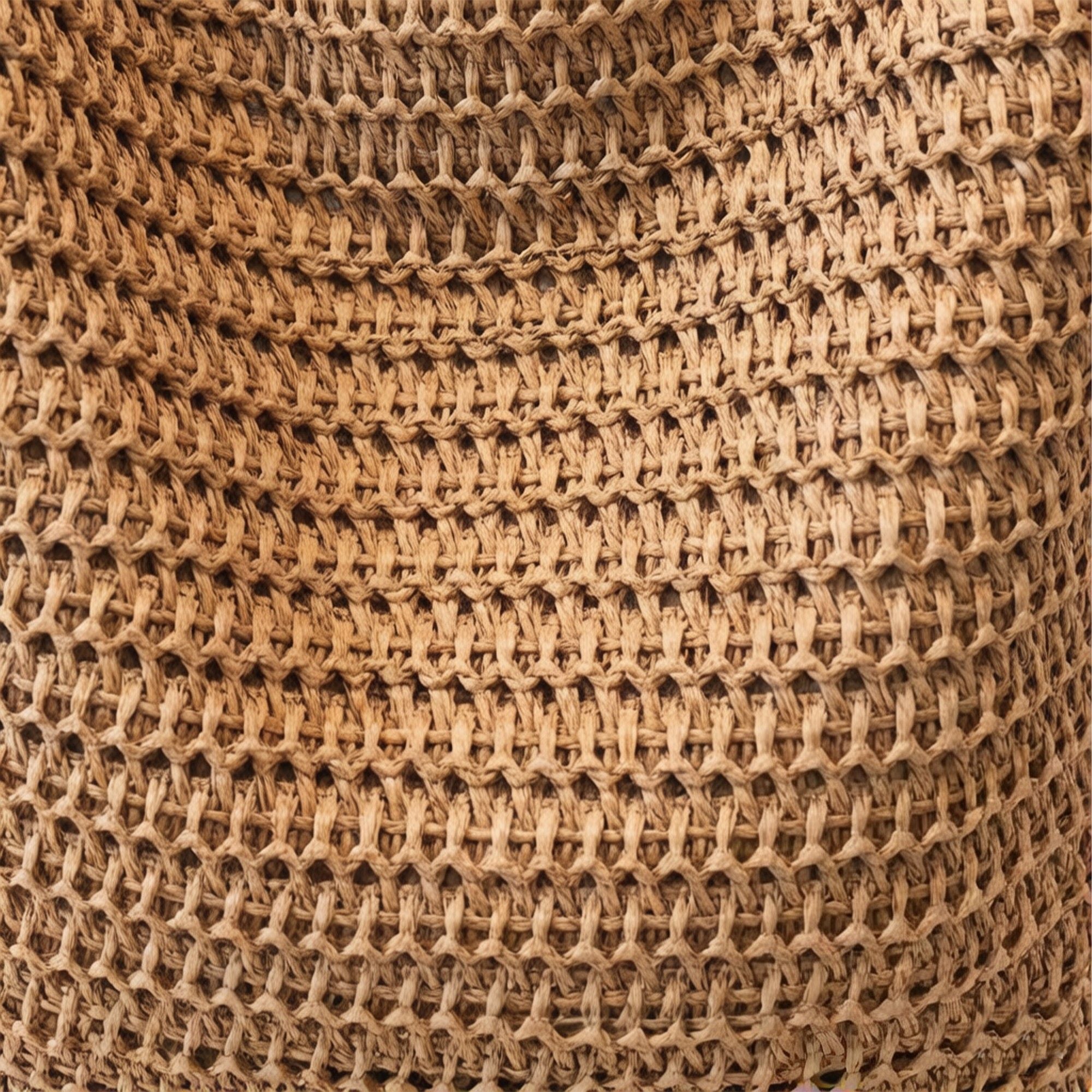 Woven Crochet Tote Bag with Drawstring Detail and Pattern Strap Shoulder Handbag Lightweight Knit Bag