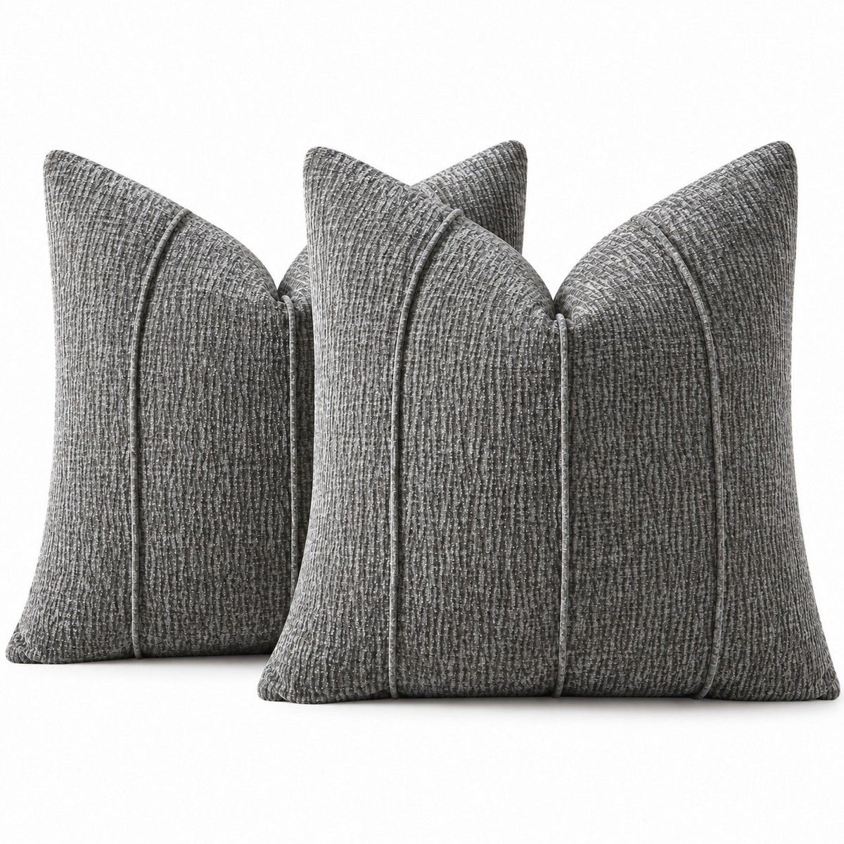 2 Pack Solid Textured Throw Pillow Covers 18 x 18 Inch with Hidden Zipper