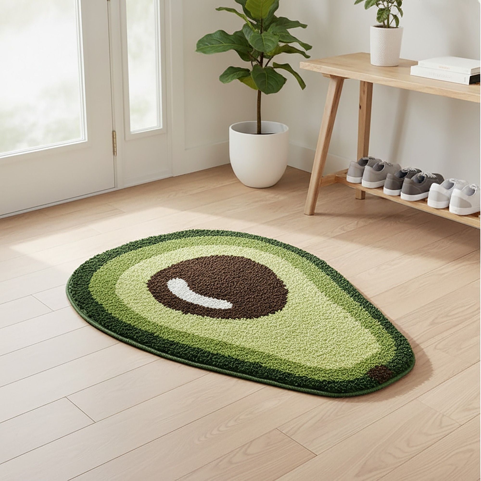 Tufted Floor Mat with Fruit Inspired Design Non Slip Backing Soft Plush Decorative Kitchen Bathroom Rug