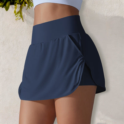 Pantalones cortos deportivos con cintura alta y detalle de bolsillo para mujer de Anna-Kaci