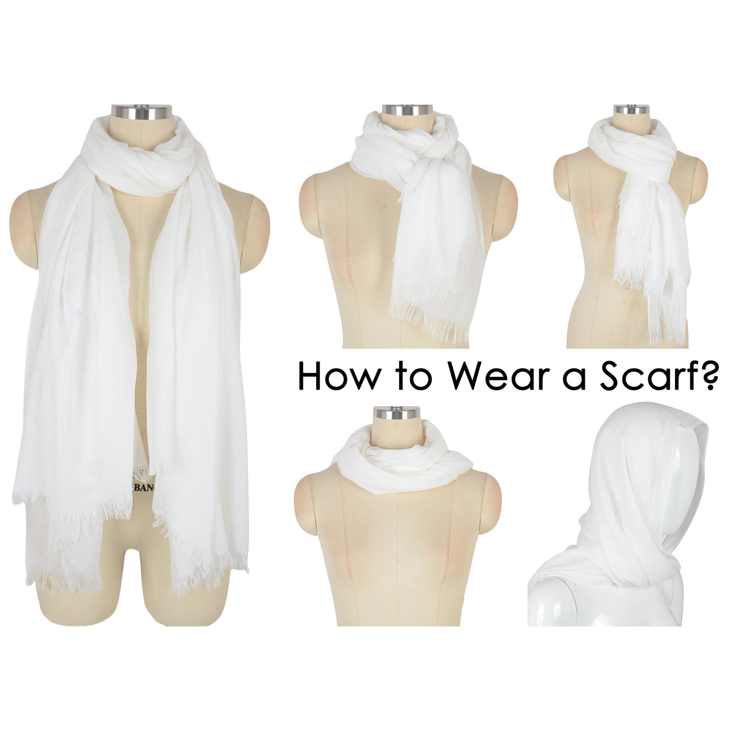Anna-Kaci Lightweight Solid Cotton Linen Scarf Large Long Gauze Beach Wrap Shawl 78 Inches
