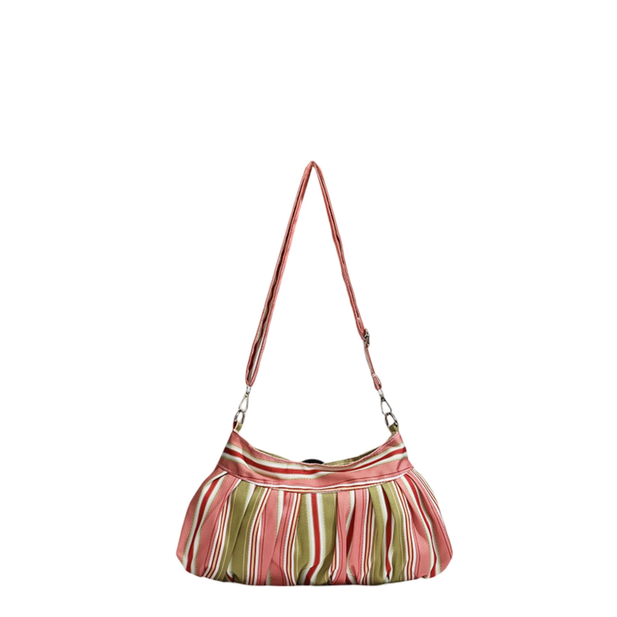 Striped Shoulder Bag for Women, Slouchy Underarm Purse with Adjustable Strap