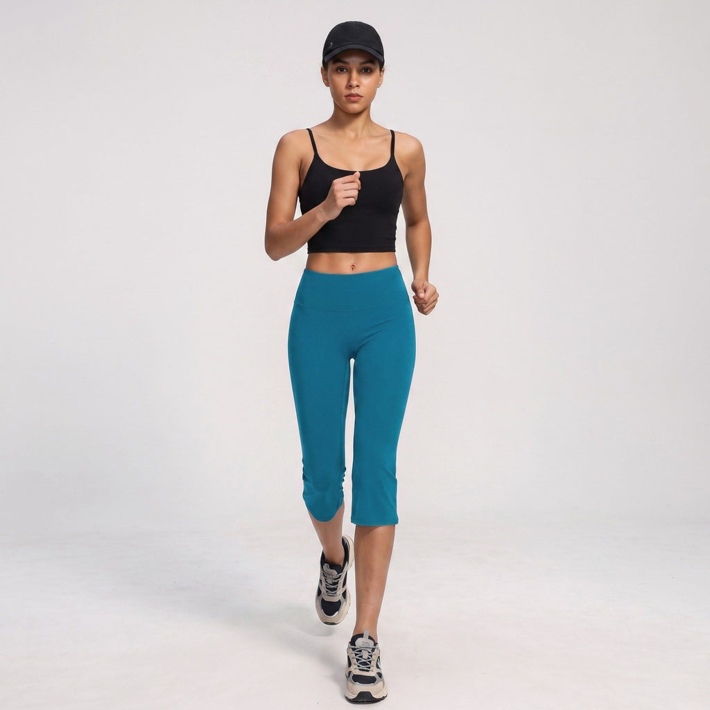 High Waist Cropped Flare Yoga Pants Fitted Capri Workout Leggings for Dance and Athleisure