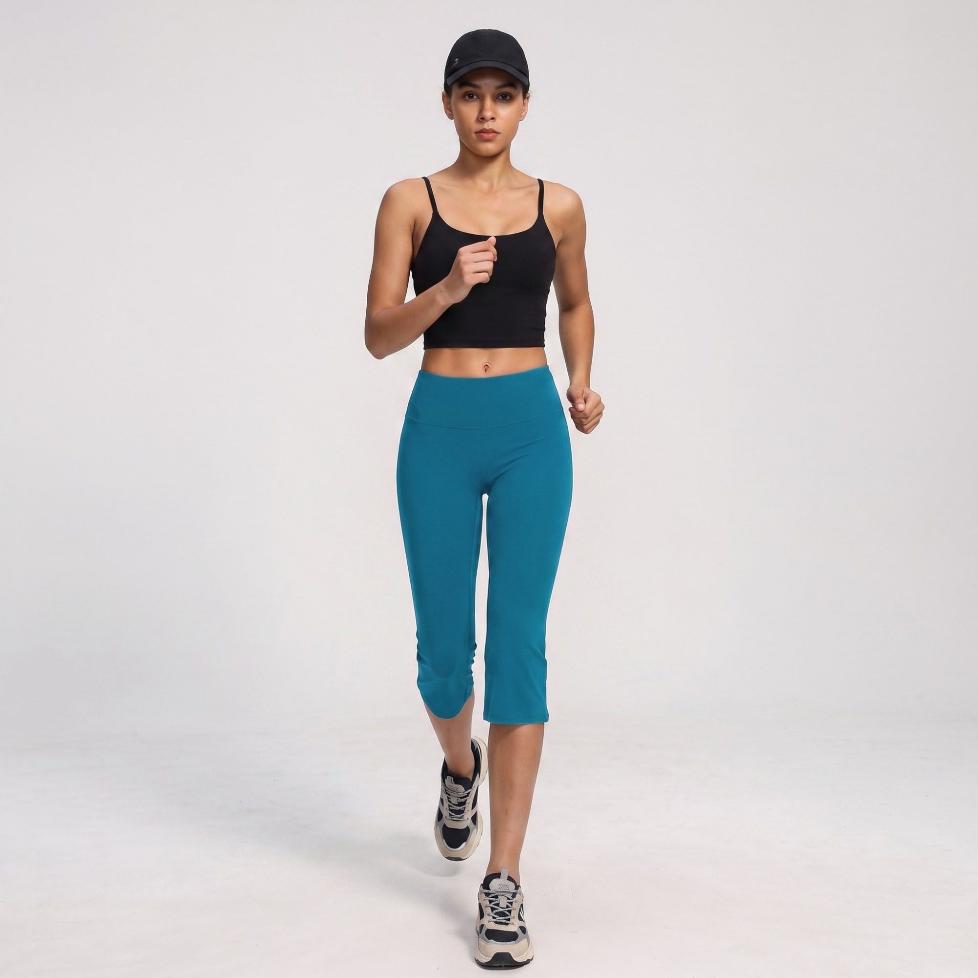 High Waist Cropped Flare Yoga Pants Fitted Capri Workout Leggings for Dance and Athleisure