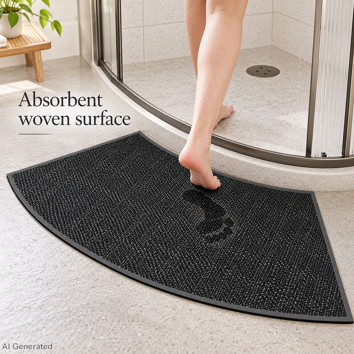 Curved Absorbent Bath Mat with Non Slip Backing