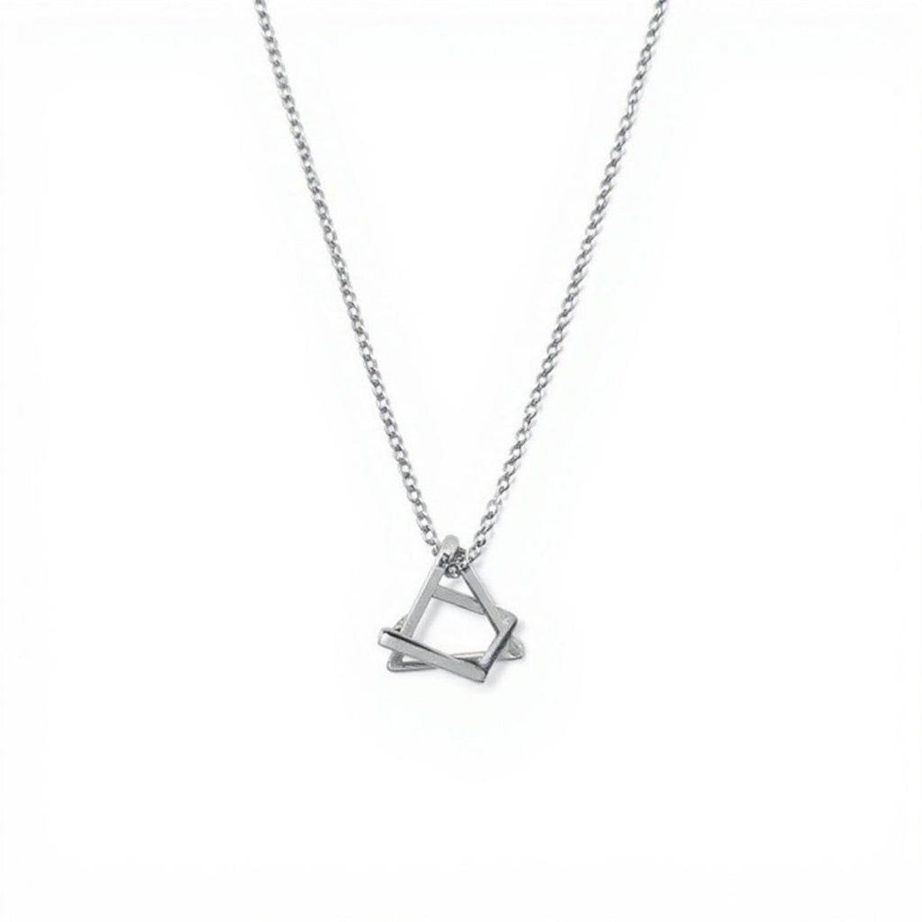 Women's Interlocking Triangle Pendant Necklace with Minimalist Geometric Design