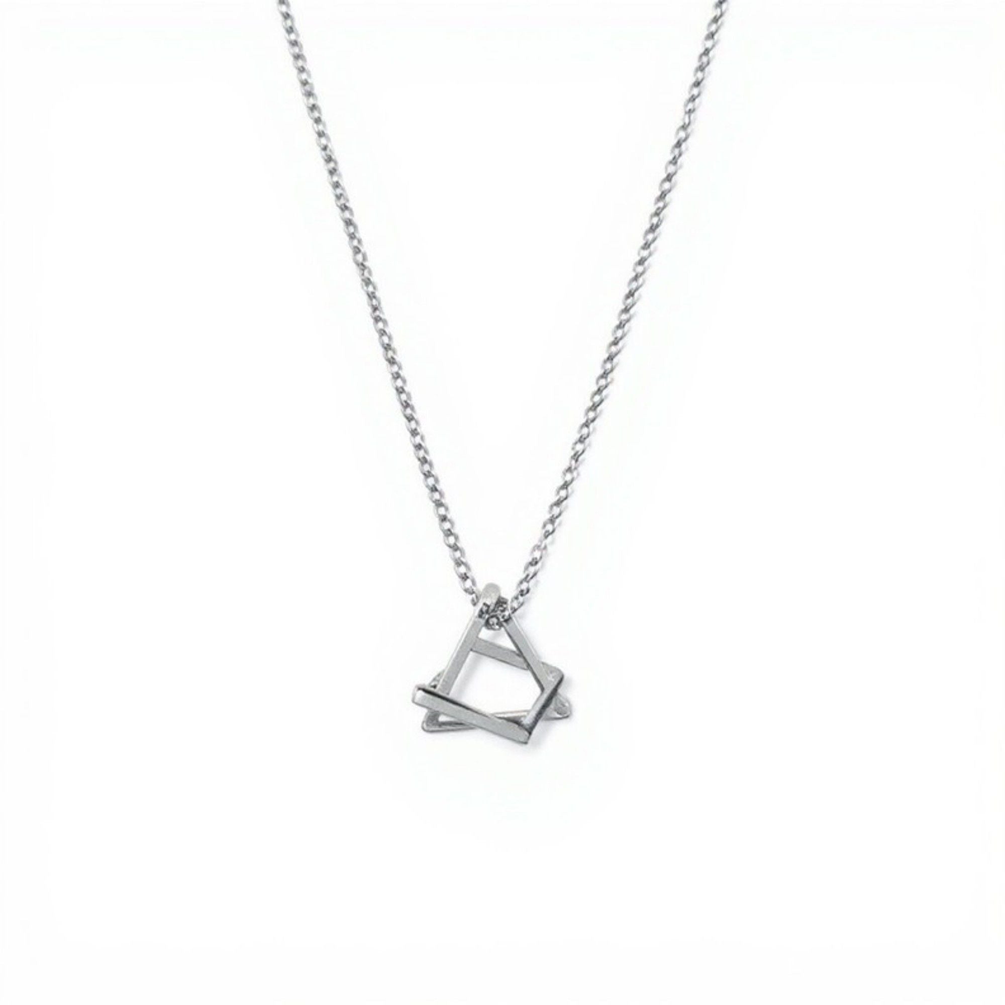 Women's Interlocking Triangle Pendant Necklace with Minimalist Geometric Design