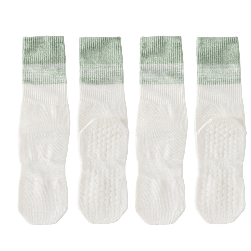 Anna-Kaci Women's 2-Pair Set Gradient Mid-Calf Grip Socks with Soft Seamless Toe and Anti-Slip Bottom for Yoga or Sneakers