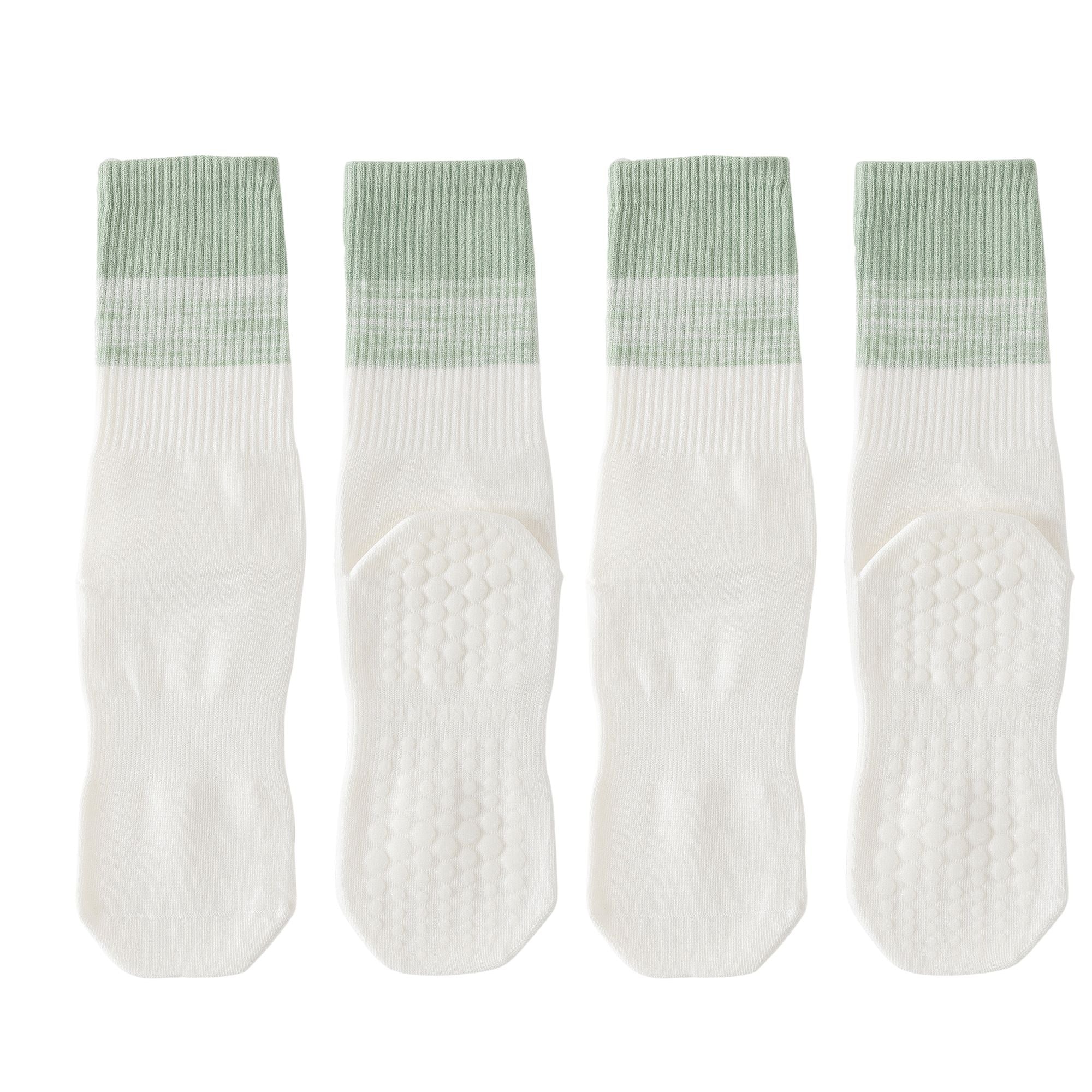 Anna-Kaci Women's 2-Pair Set Gradient Mid-Calf Grip Socks with Soft Seamless Toe and Anti-Slip Bottom for Yoga or Sneakers