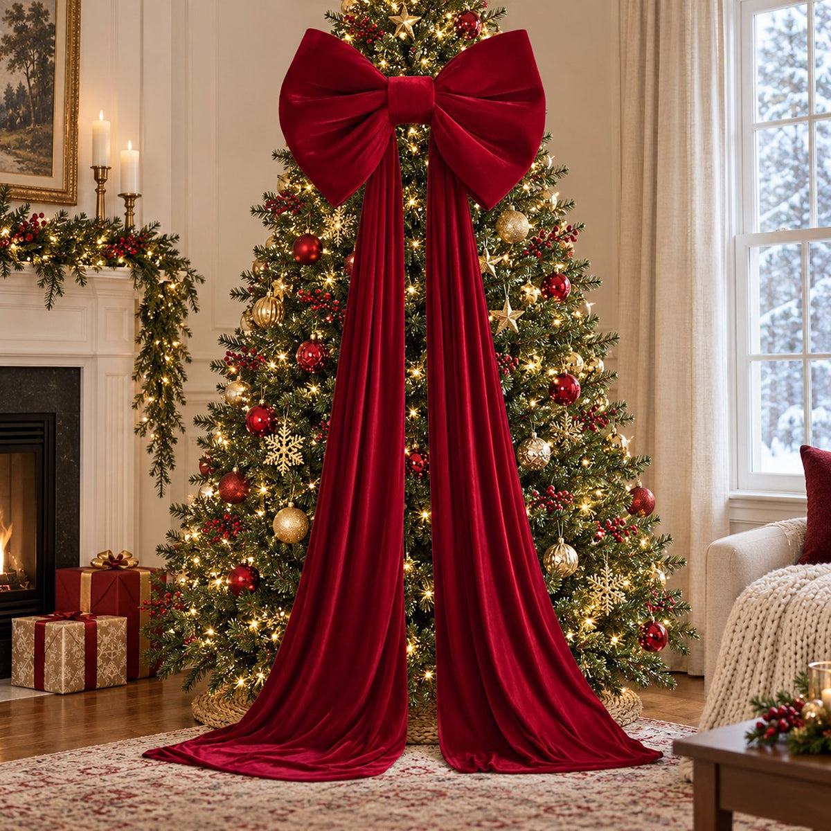 Velvet Bow Decoration for Trees Wreaths and Parties