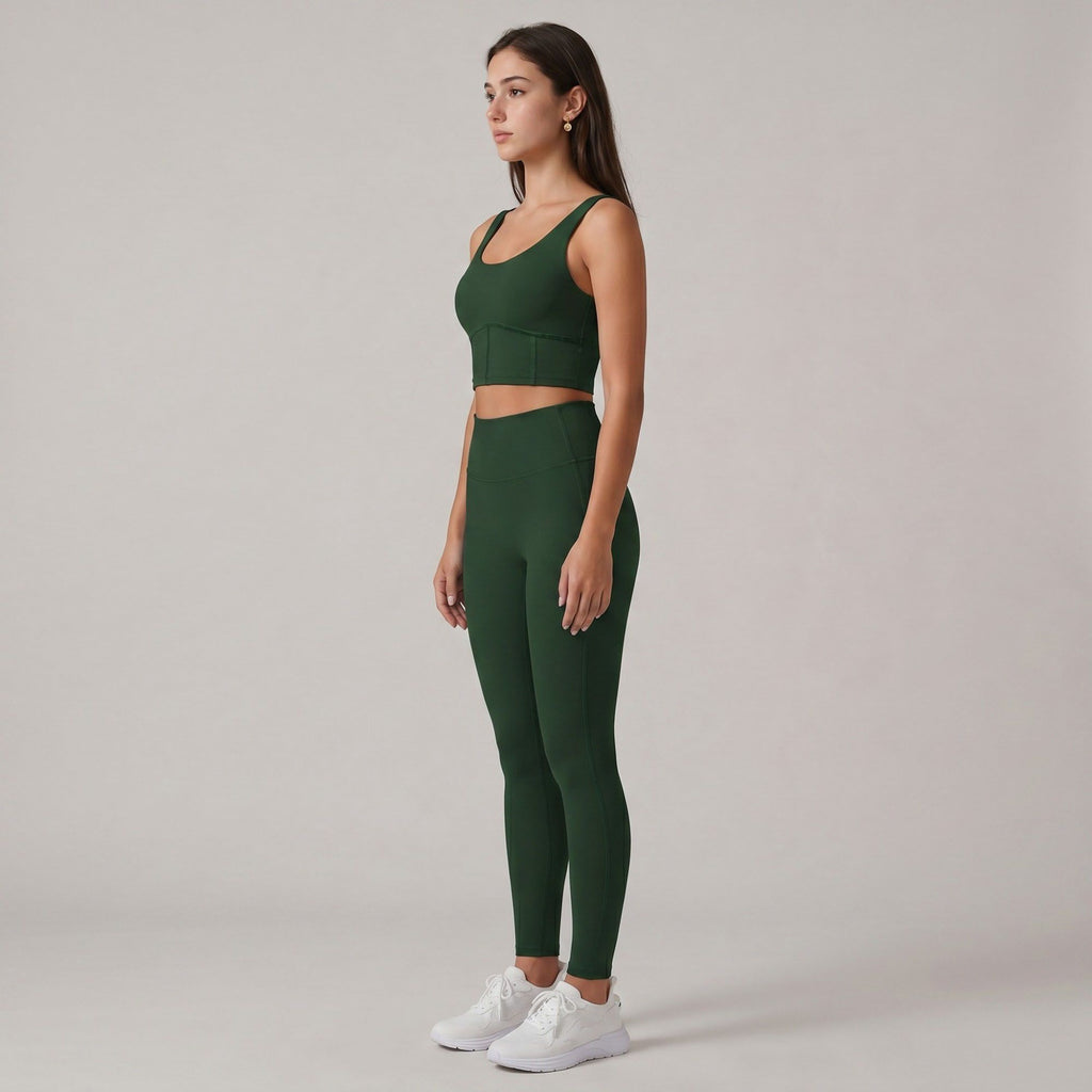 Padded Sleeveless Longline Sports Bra Tank Top Scoop Neck Workout Yoga Crop Top