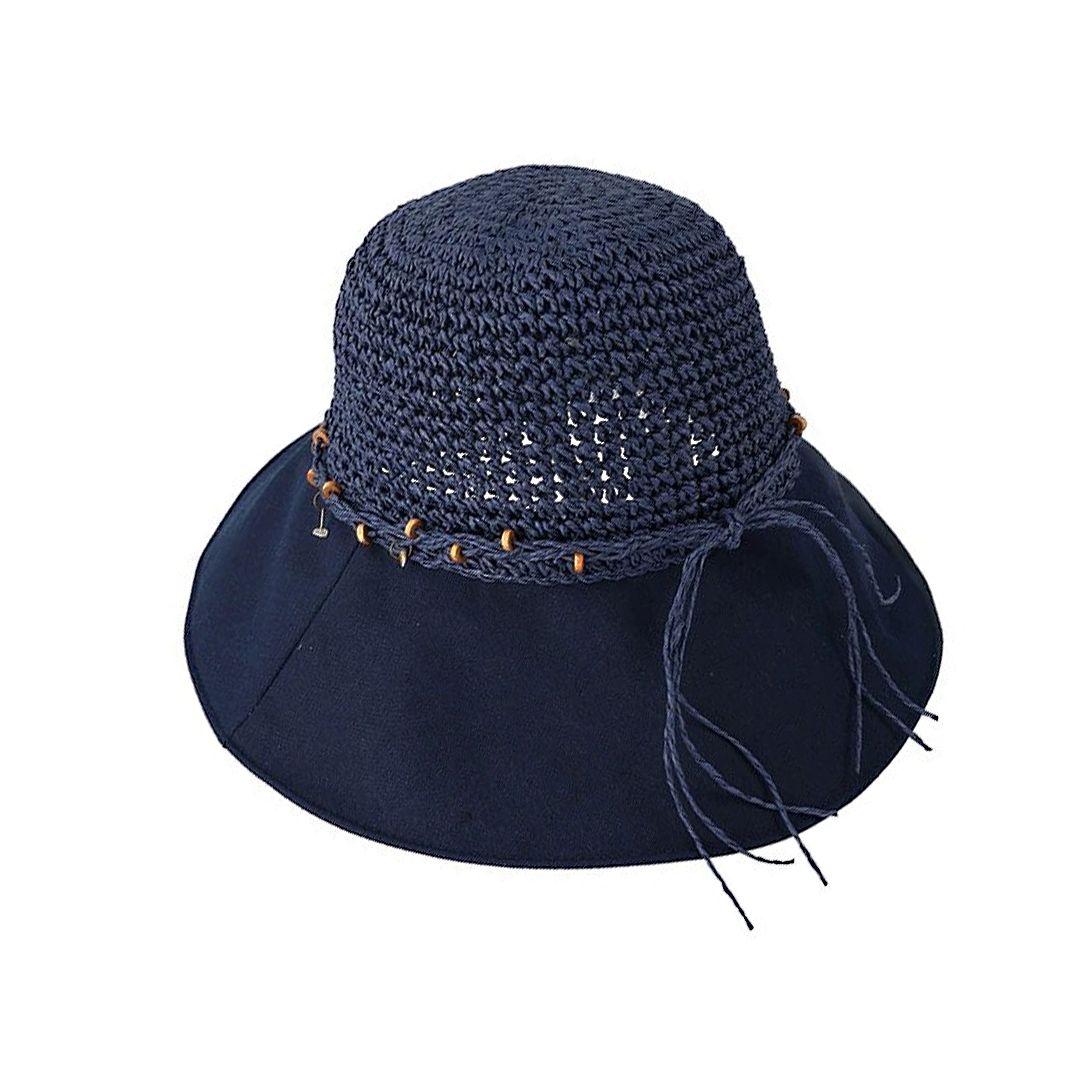 Anna-Kaci Women Wide Brim Straw Sun Hat Breathable Crochet Summer Hat with Decorative Band