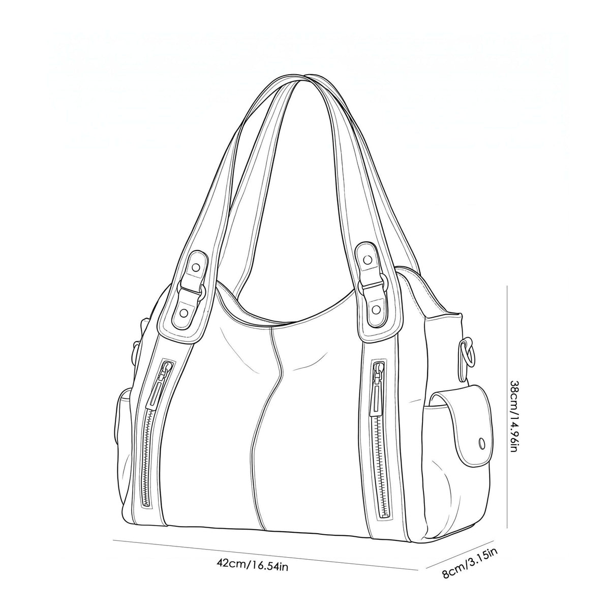 Large Shoulder Tote Bag with Multiple Pockets