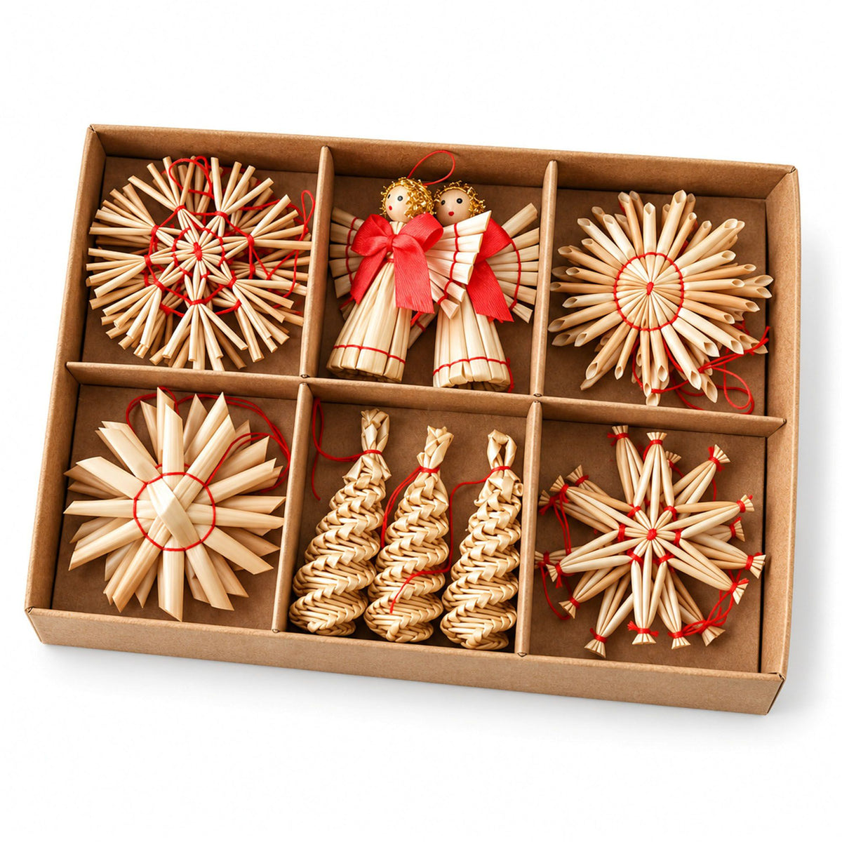 56ct Straw Christmas Tree Ornaments Assorted Holiday Decorations Gift