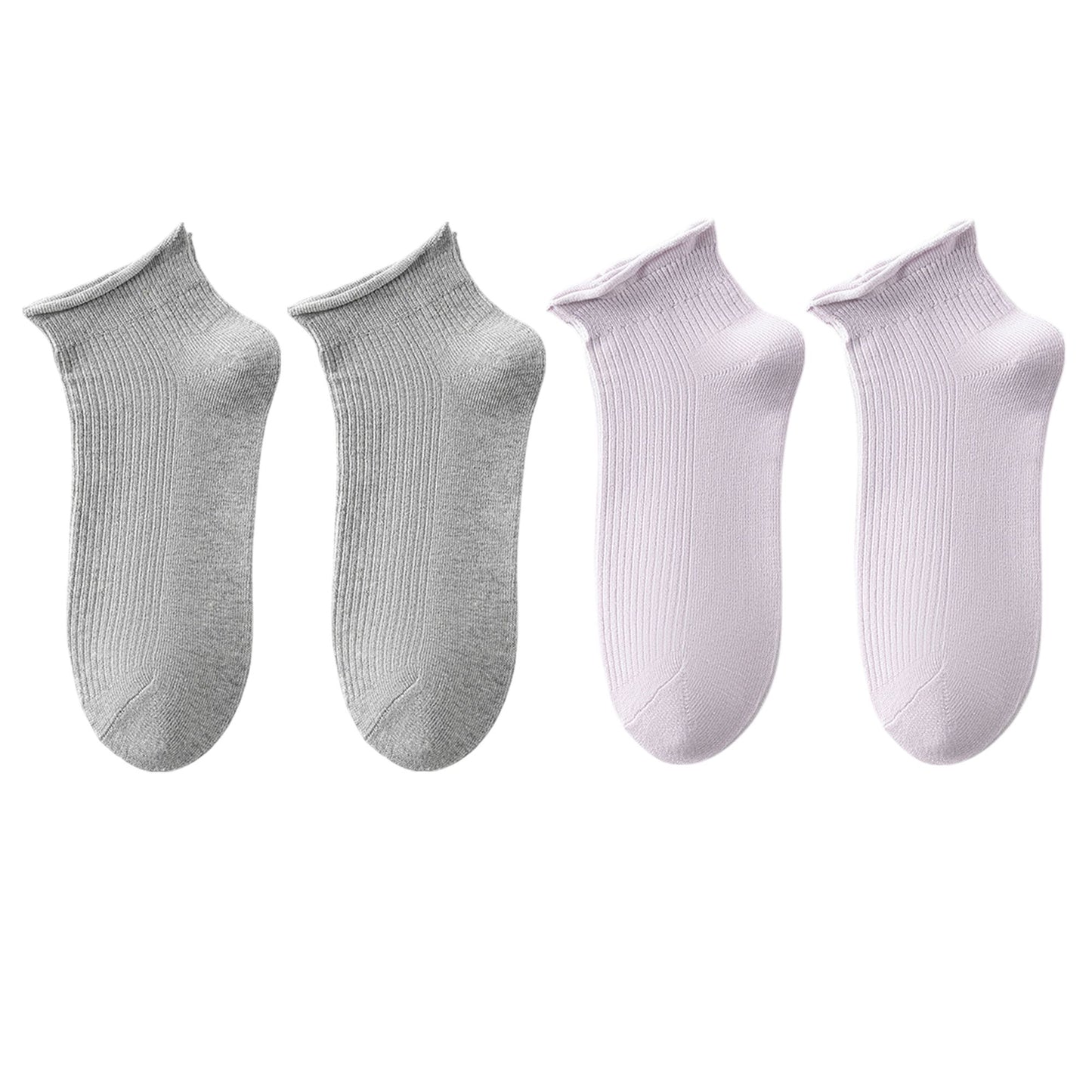 Anna-Kaci 4 Pairs Women's Ultra-Thin Ribbed Ankle Socks Soft Stretch Breathable Design in Multiple Color Combinations