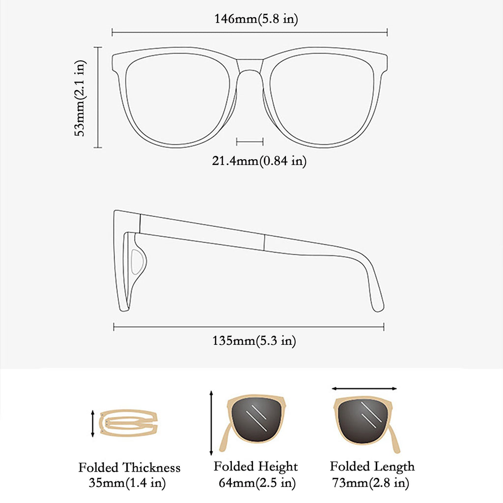 Anna-Kaci Women's Foldable Square Polarized Sunglasses UV400 Protection